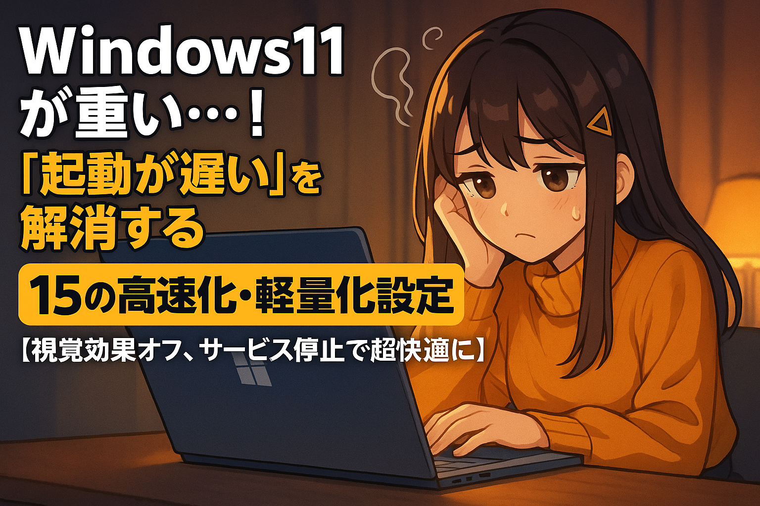 Windows11が重い…!「起動が遅い」を解消する15の高速化・軽量化設定【視覚効果オフ、サービス停止で超快適に】