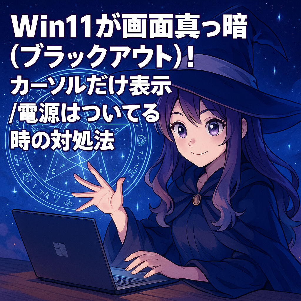 Win11が画面真っ暗(ブラックアウト)!カーソルだけ表示/電源はついてる時の対処法