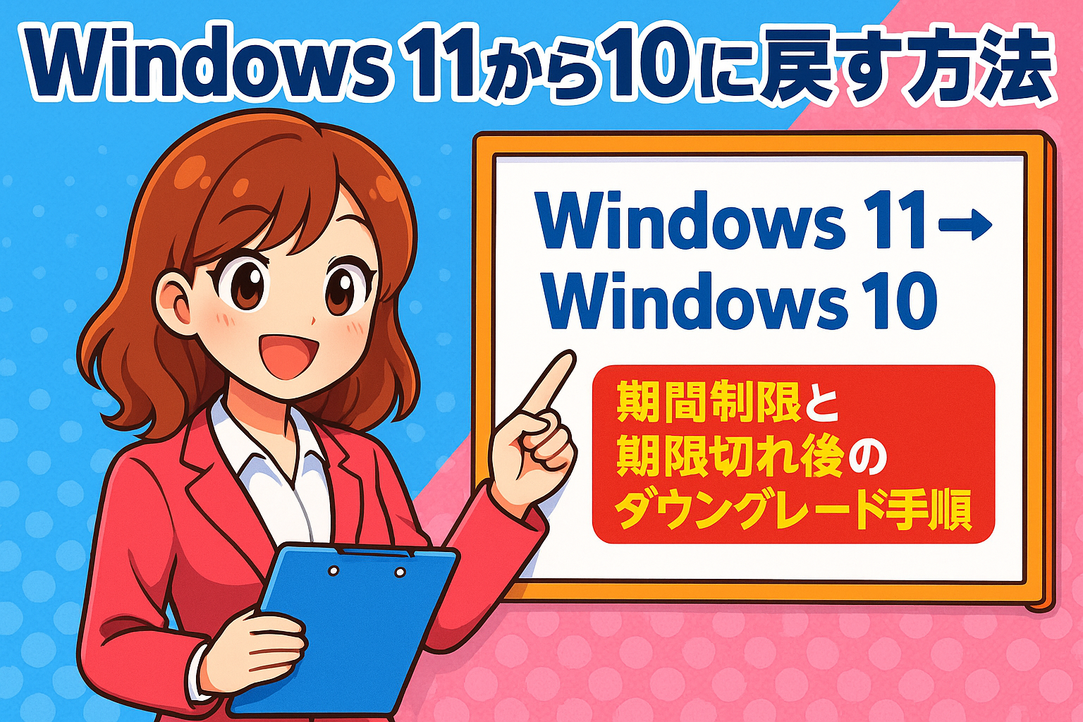 Windows 11から10に戻す方法。期間制限と期限切れ後のダウングレード手順