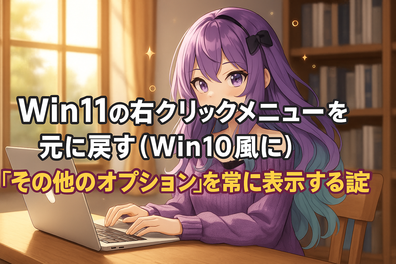 Win11の右クリックメニューを元に戻す(Win10風に)。「その他のオプション」を常に表示する設定