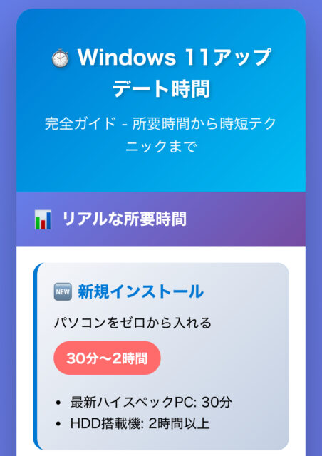 windows11アップデート時間は結局どれくらいかかる？最速で終わらせる裏技5選