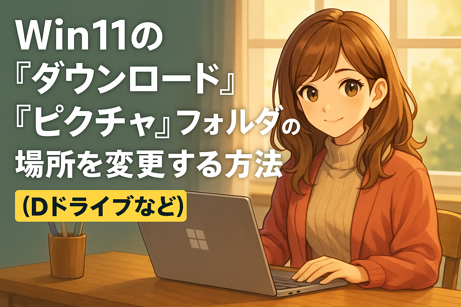 Win11の「ダウンロード」「ピクチャ」フォルダの場所を変更する方法 (Dドライブなど)