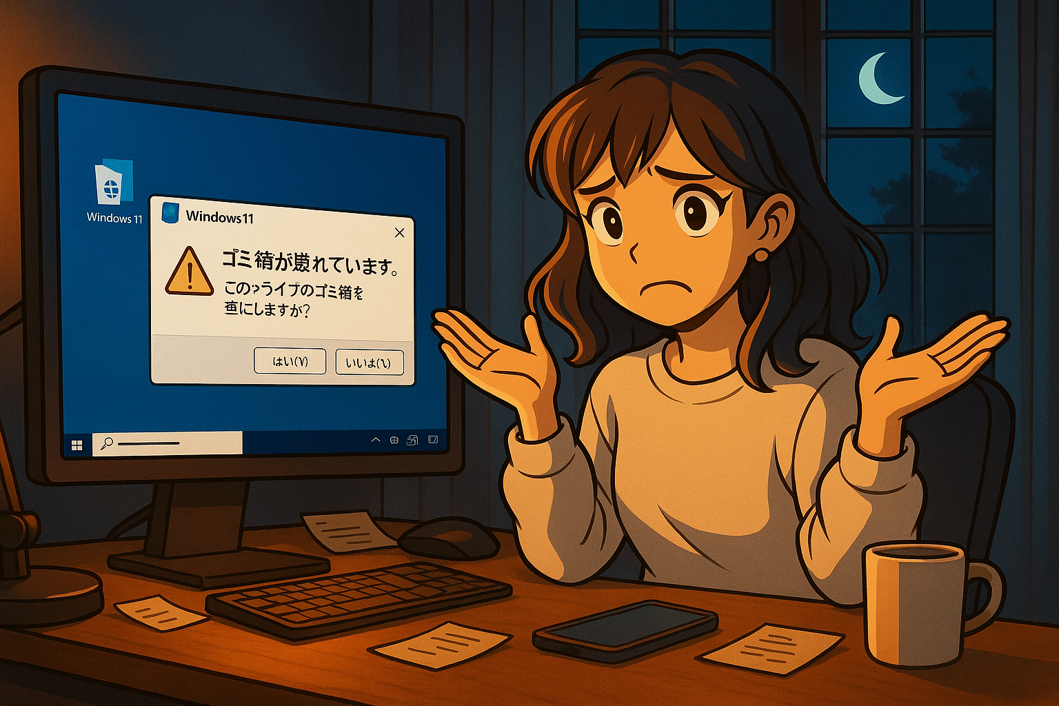 「ゴミ箱が壊れています。このドライブのゴミ箱を空にしますか？」エラーの修復コマンド