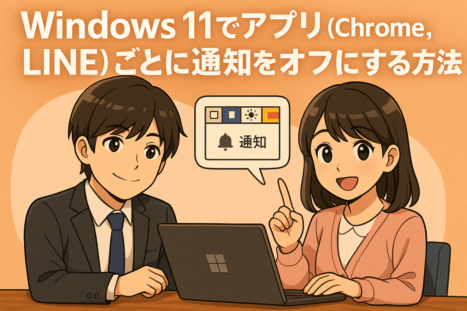 Windows 11でアプリ（Chrome, LINE）ごとに通知をオフにする方法