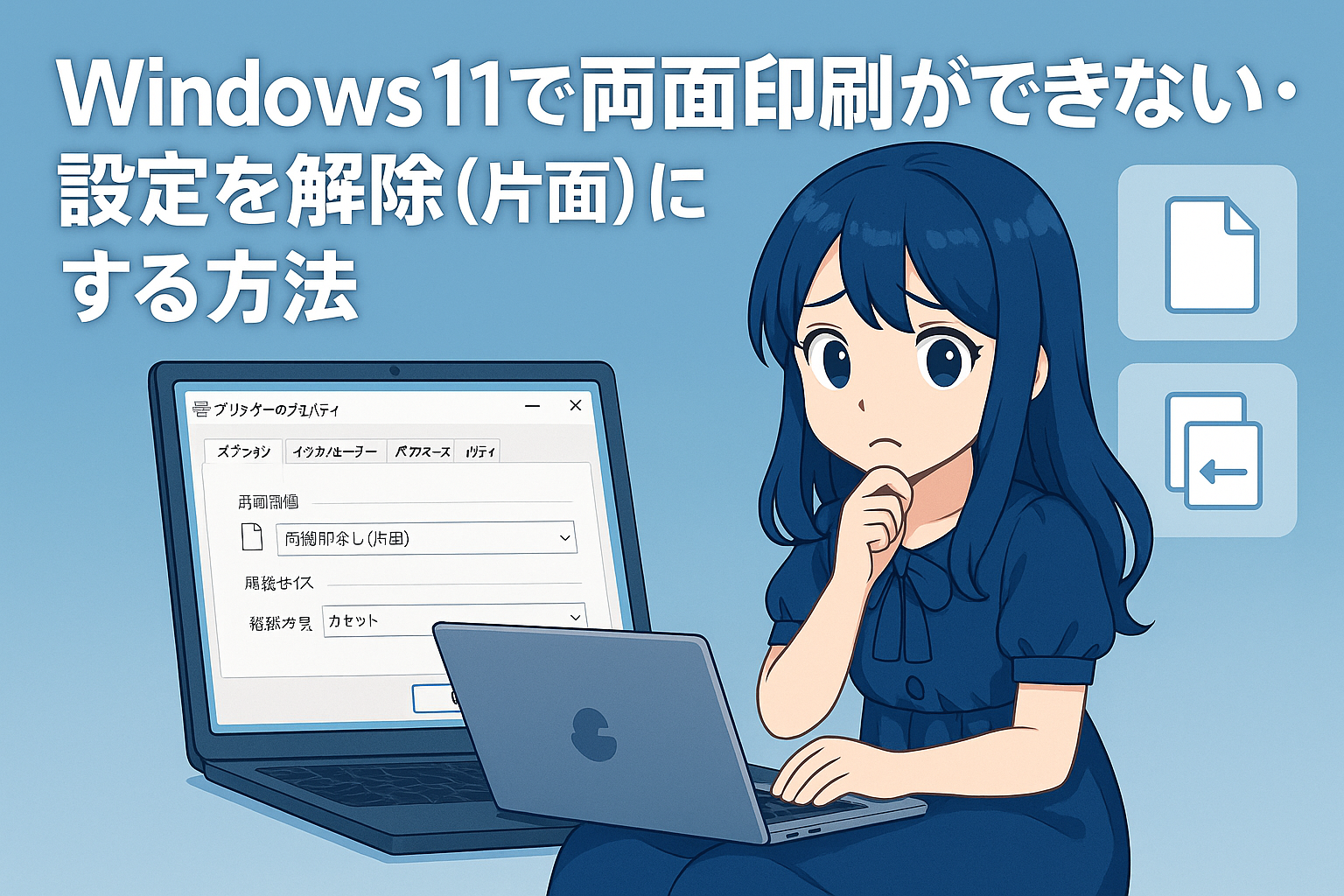 Windows 11で両面印刷ができない・設定を解除（片面）にする方法【プリンターのプロパティ】