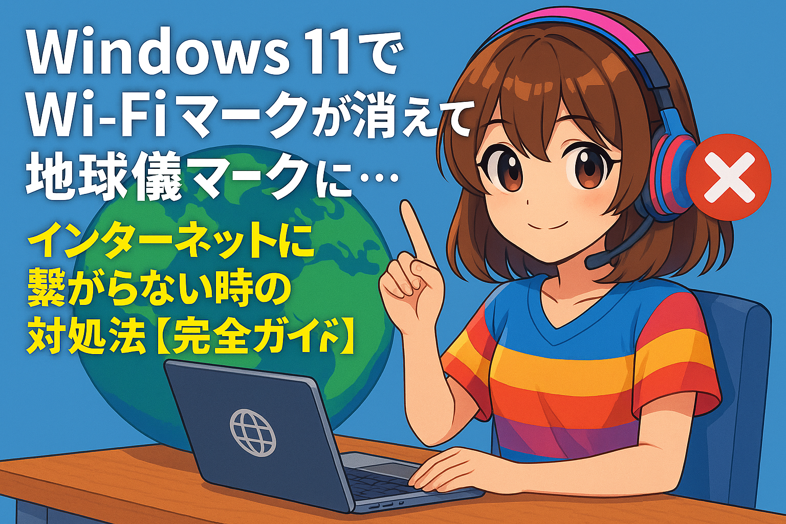 Windows 11でWi-Fiマークが消えて地球儀マークに…インターネットに繋がらない時の対処法