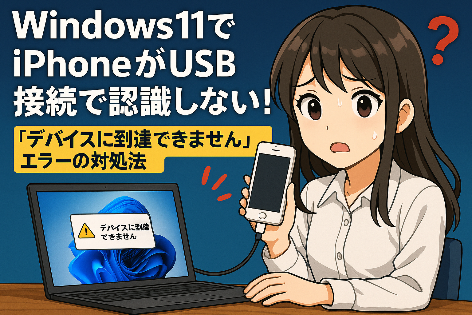 Windows 11でiPhoneがUSB接続で認識しない！「デバイスに到達できません」エラーの対処法