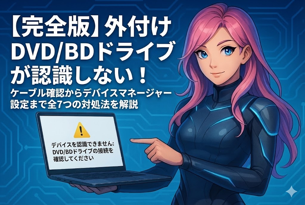 【完全版】外付けDVD/BDドライブが認識しない！ケーブル確認からデバイスマネージャー設定まで全7つの対処法を解説