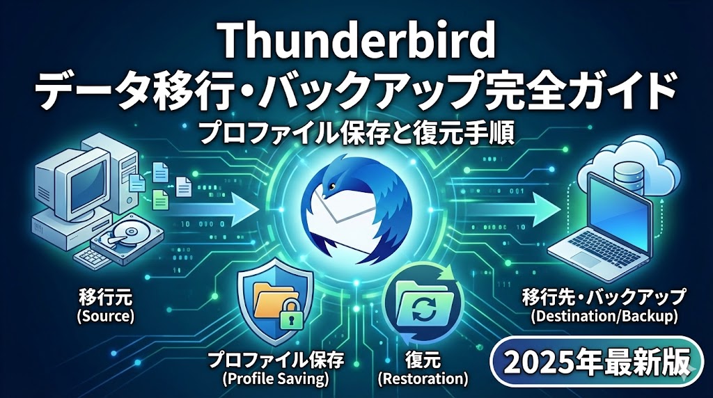 Thunderbirdのデータ移行・バックアップ完全ガイド：万が一の故障に備えるプロファイル保存と復元手順【2025年最新版】