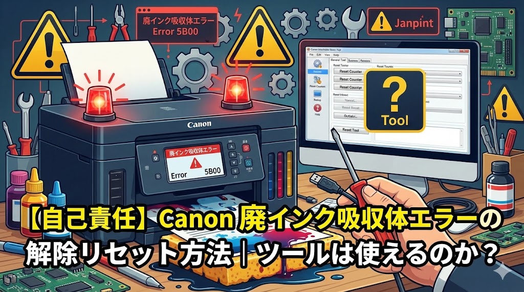 【自己責任】Canon廃インク吸収体エラーの解除リセット方法｜ツールは使えるのか？