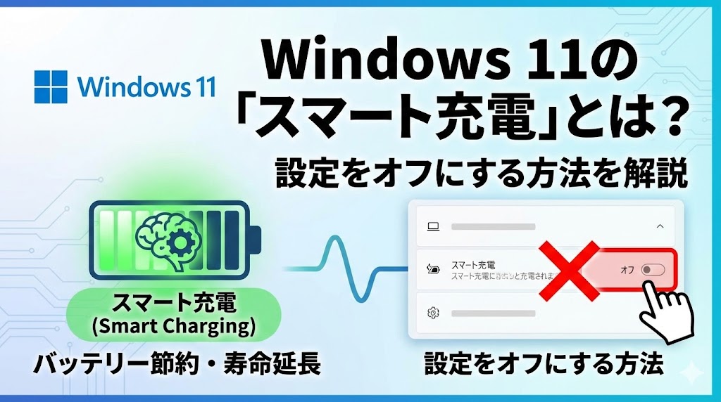 Windows 11の「スマート充電」（バッテリー節約機能）とは？設定をオフにする方法