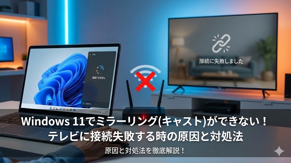 Windows 11でミラーリング（キャスト）ができない！テレビに接続失敗する時の原因と対処法