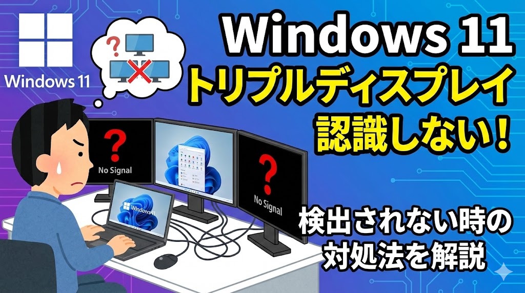 Windows 11でトリプルディスプレイ（3画面）が認識しない！検出されない時の対処法