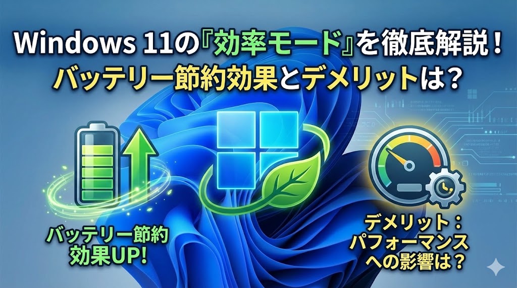 Windows 11の「効率モード」を徹底解説！バッテリー節約効果とデメリットは？