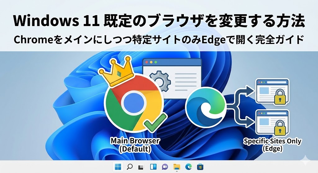 Windows 11の既定のブラウザを変更する方法：Chromeをメインにしつつ特定サイトのみEdgeで開く完全ガイド