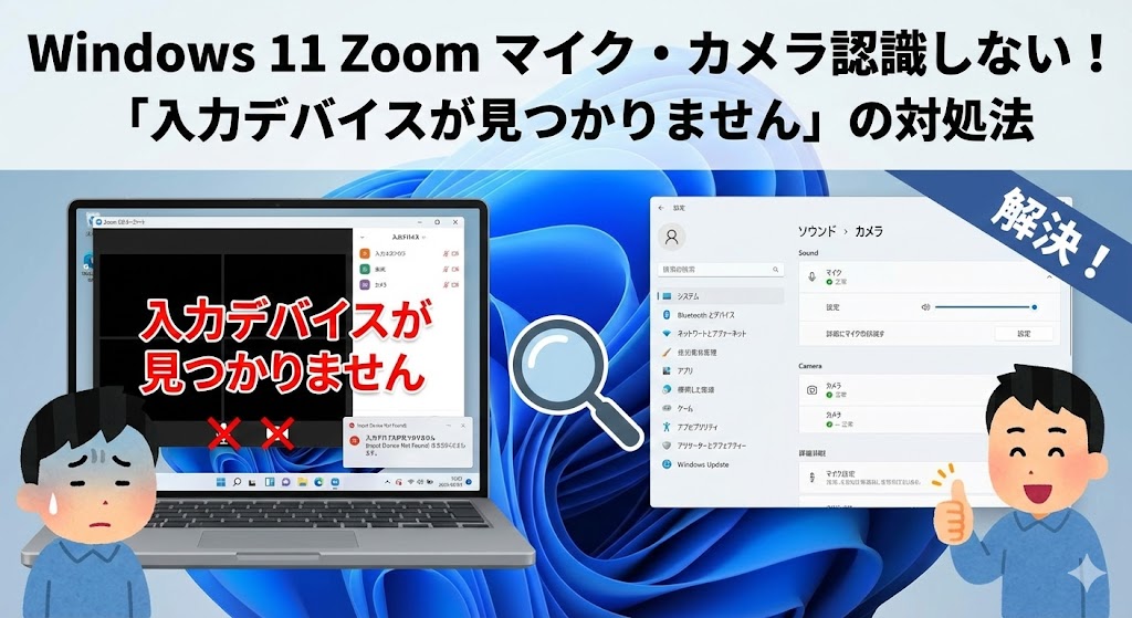 Windows 11のZoomでマイク・カメラが認識しない！「入力デバイスが見つかりません」の対処法