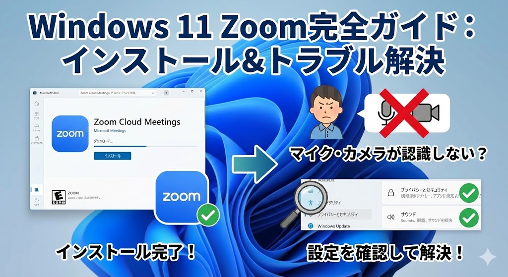 Windows 11にZoomをインストールする方法と、マイク・カメラが認識しない時の対処法