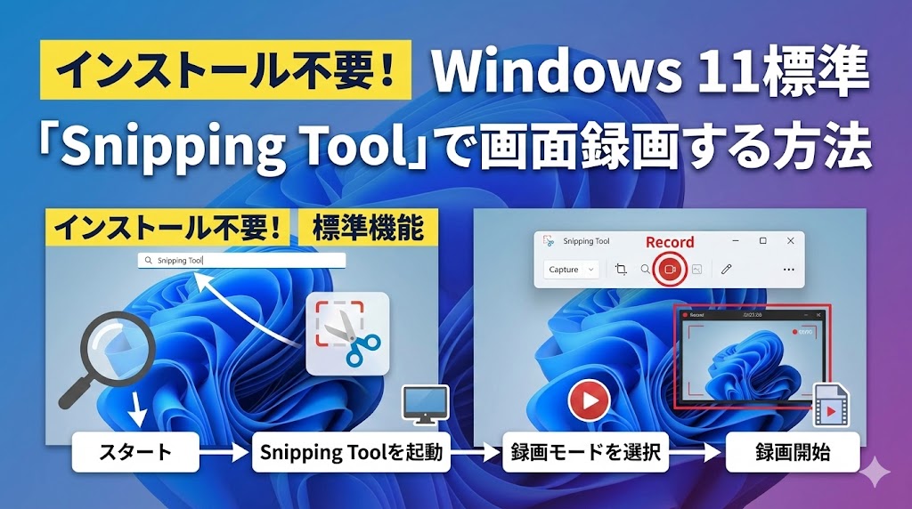 インストール不要！Windows 11標準「Snipping Tool」で画面録画する方法