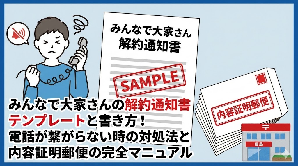 みんなで大家さんの解約通知書テンプレートと書き方！電話が繋がらない時の対処法と内容証明郵便の完全マニュアル