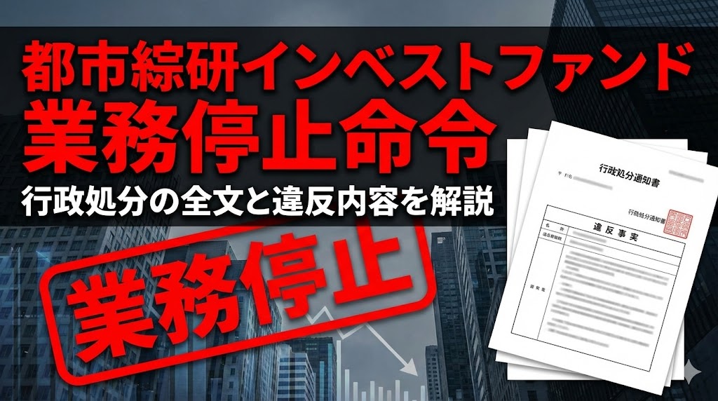 都市綜研インベストファンドの業務停止命令とは？行政処分の全文と違反内容を解説