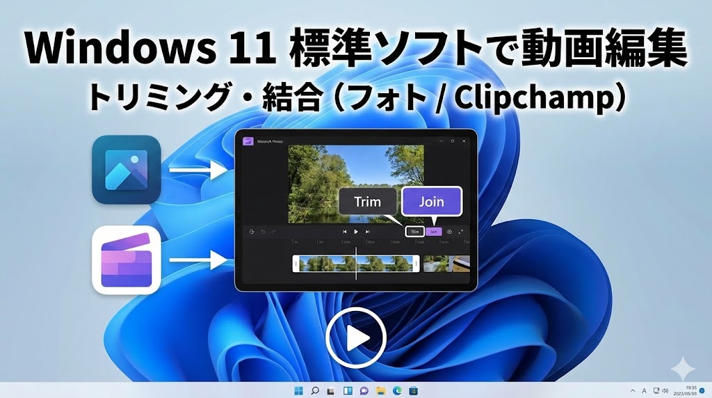 Windows 11標準ソフトで動画編集（トリミング・結合）を行う方法【フォト / Clipchamp】