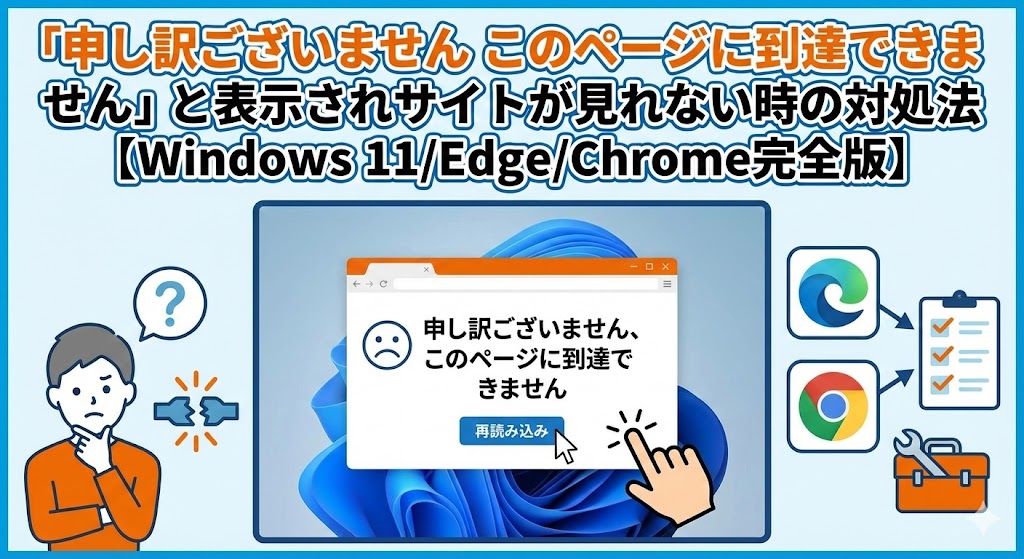 「申し訳ございません このページに到達できません」と表示されサイトが見れない時の対処法【Windows 11/Edge/Chrome完全版】