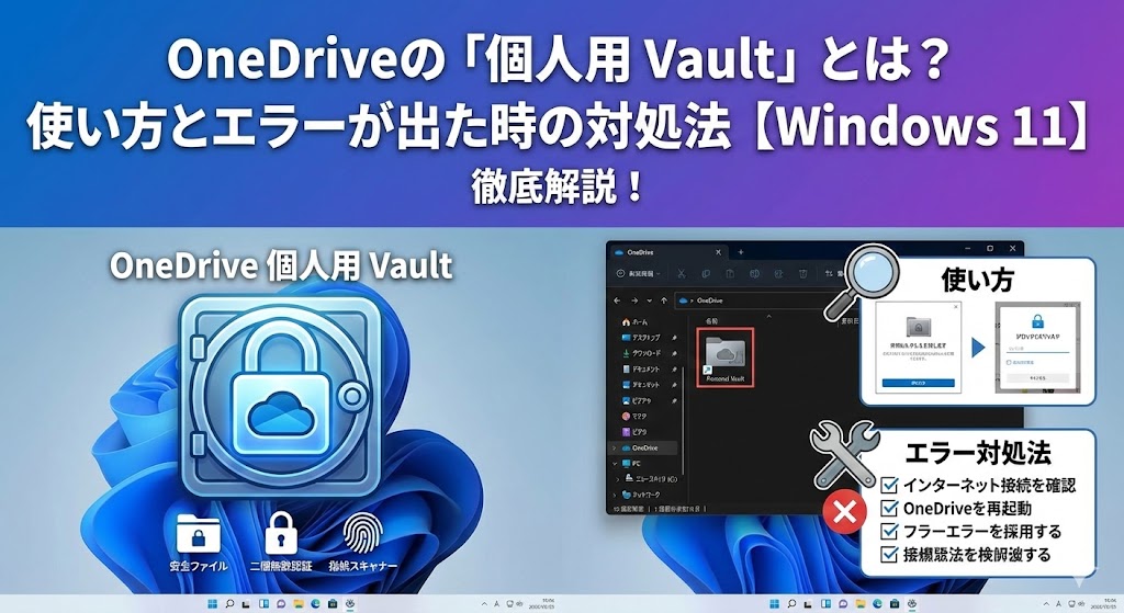 OneDriveの「個人用 Vault」とは？使い方とエラーが出た時の対処法【Windows 11】