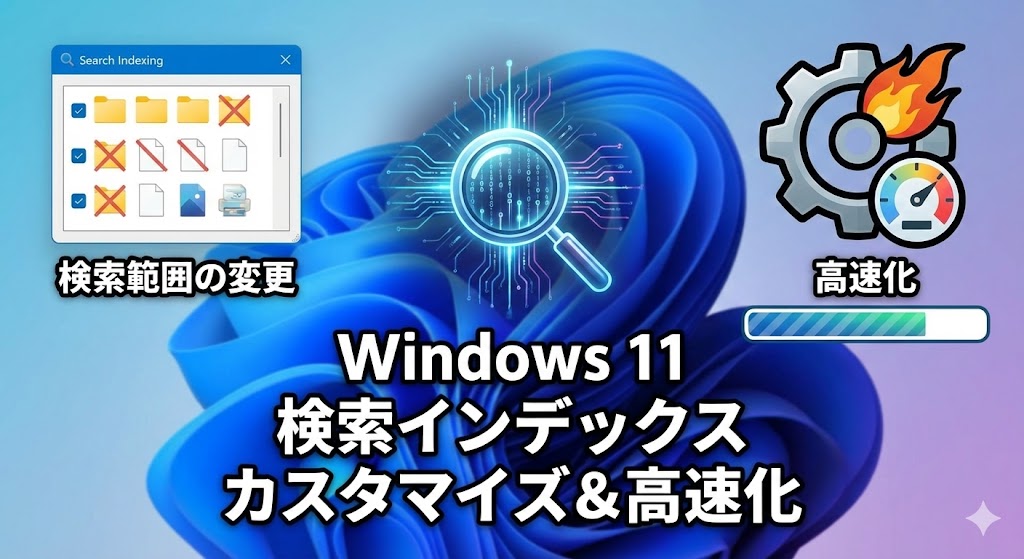 Windows 11の検索インデックスをカスタマイズし、検索範囲の変更と高速化を行う方法