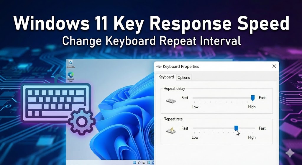 Windows 11のキーボード設定。キーの反応速度（リピート間隔）を変更する方法
