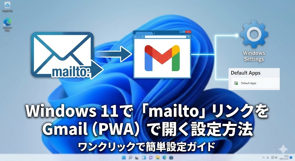 Windows 11で「mailto」リンクをクリックした時にGmail（PWA）を開く設定方法