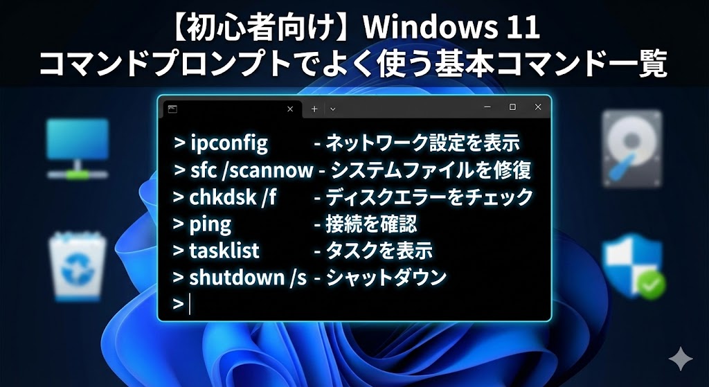 【初心者向け】Windows 11 コマンドプロンプトでよく使う基本コマンド一覧（ipconfig, sfc, chkdskなど）