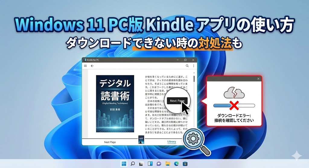 Windows 11 PC版Kindle（デスクトップ）アプリの使い方。ダウンロードできない時の対処法も