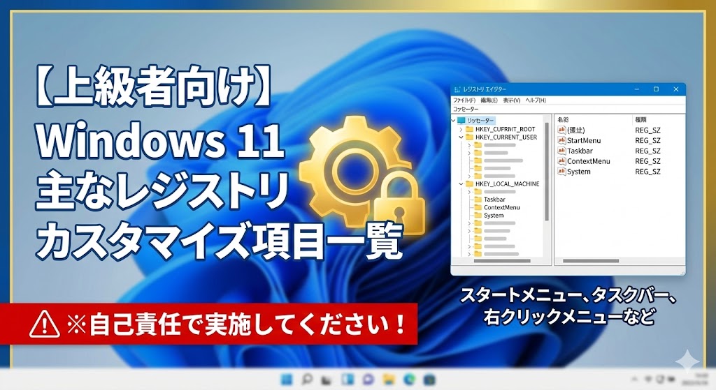 【上級者向け】Windows 11の主なレジストリカスタマイズ項目一覧（自己責任）