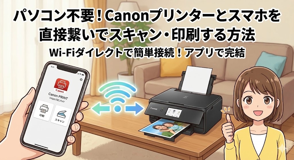 パソコン不要！Canonプリンターとスマホを直接繋いでスキャン・印刷する方法