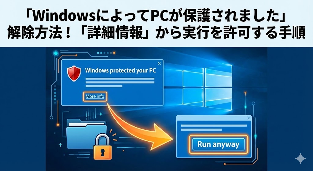 「WindowsによってPCが保護されました」の解除方法。「詳細情報」から実行を許可する手順