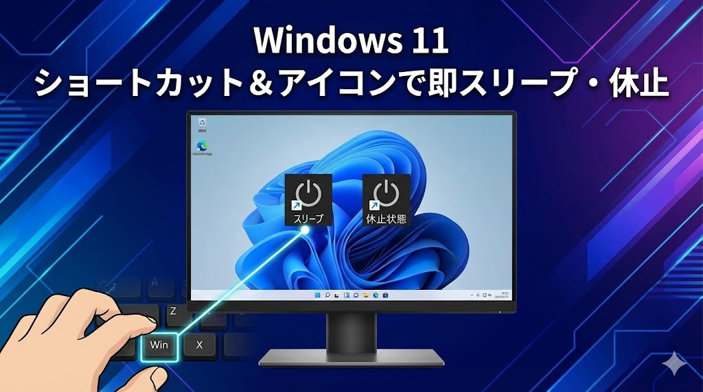 Windows 11でスリープ・休止状態にするショートカットキーとデスクトップアイコン作成